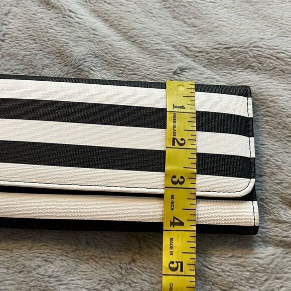 Kut from the Kloth Black & White Stripe Three Fold Long Wallet - Picture 9 of 10